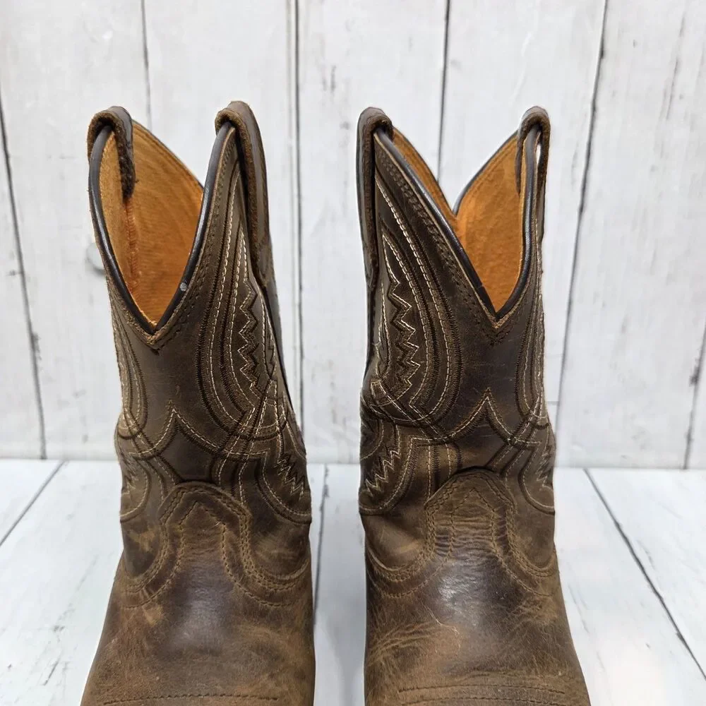 Ariat Kid's Work Hog Brown Leather Western Boot Youth Size 1 Boys 10042412 GUC